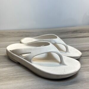 Oofos Oolala Luxe Flip Flop Sandals White Mens 9 Women's Size 11 EU 42